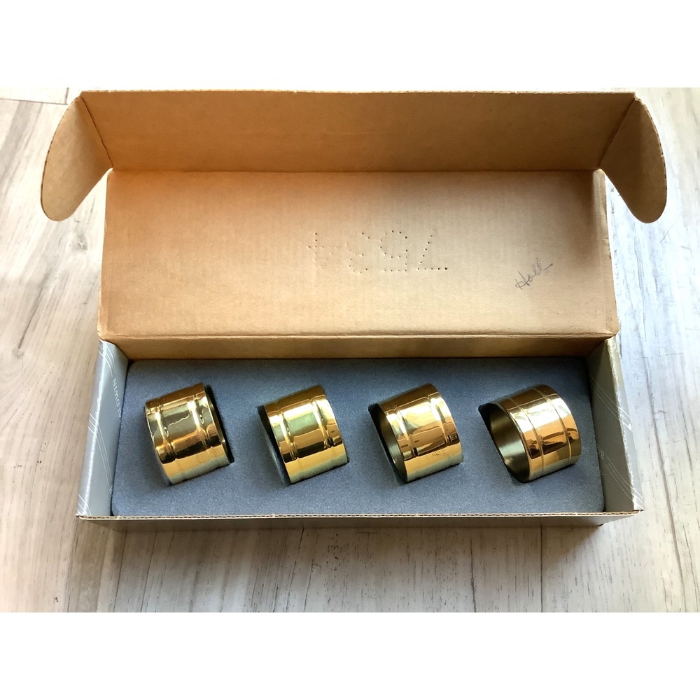 Napkin Rings Baldwin Brass Polished USA Made Model No. 7534 Devon - Set of 4